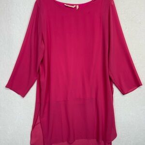 Soft Surroundings Women Large Jennifer Tunic Top Pink Lined Scoop Neck Stretch
